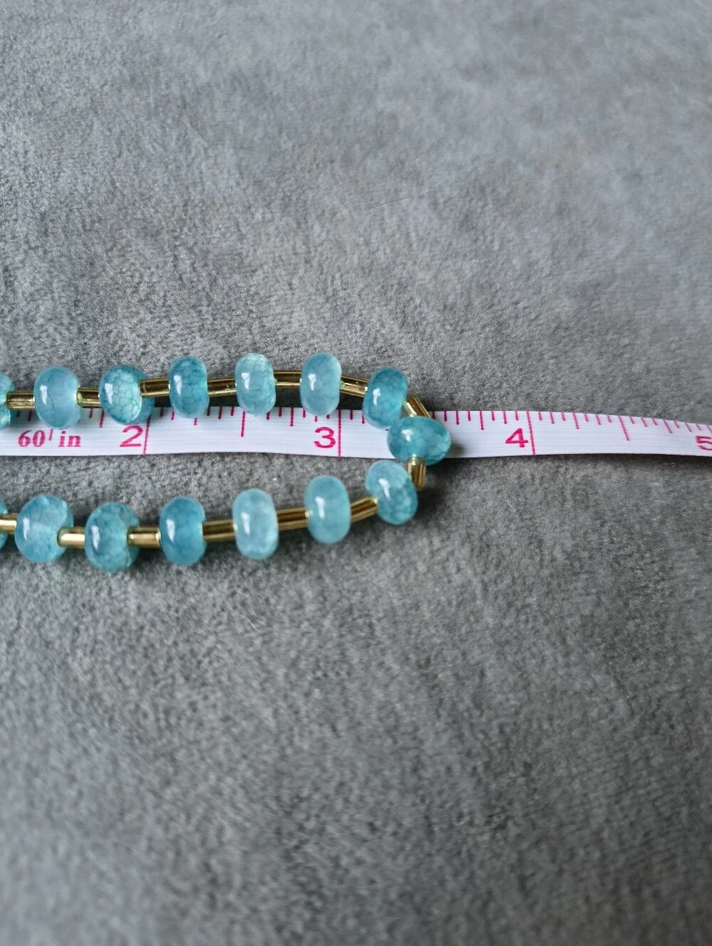 Blue And Gold Beaded Stretch Bracelet